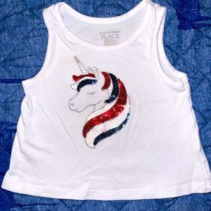 Red, white and blue unicorn tank